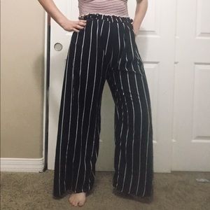 Stripped slitted pants